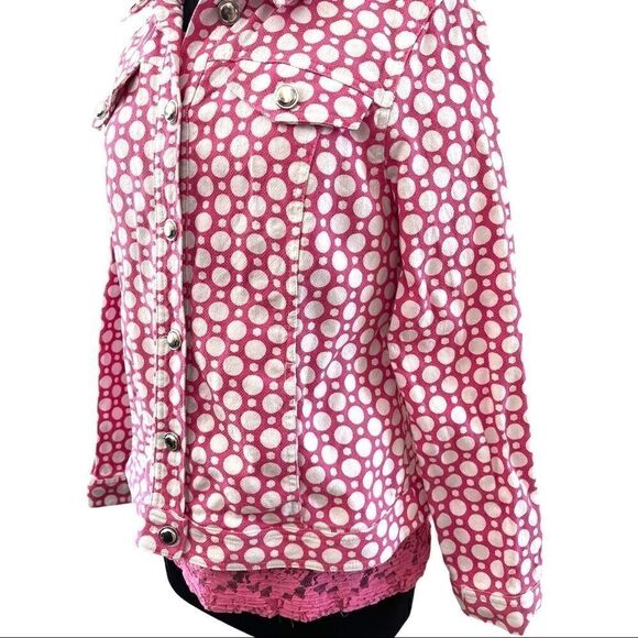 𝅺christopher & Banks Pink Polka Dot Jean Jacket M - Picture 4 of 13